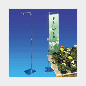 Stativ med klyper for plakat og banner.