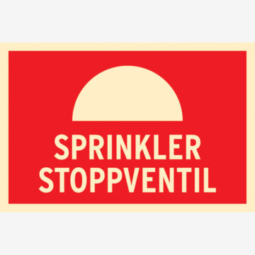 Brannskilt Sprinkler stoppventil