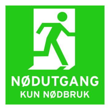 Rømningskilt Nødutgang kun til nødbruk