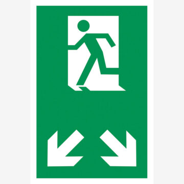 Rømningskilt Rømningsvei stolpe høyre venstre