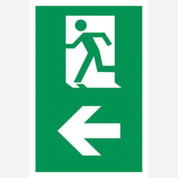 Rømningskilt Rømningsvei stolpe venstre