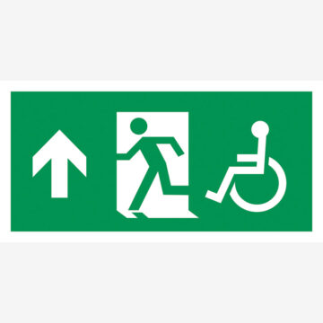 Rømningskilt Nødutgang funksjonshemmede pil opp