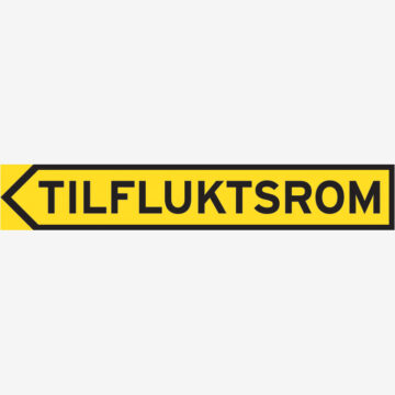 Rømningskilt Tilfluktsrom pil venstre