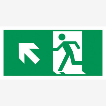 Rømningskilt Nødutgang pil opp venstre