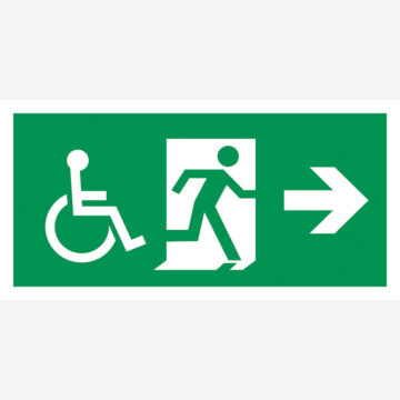 Rømningskilt Nødutgang funksjonshemmede pil høyre