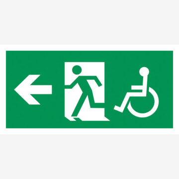 Rømningskilt Nødutgang funksjonshemmede pil venstre