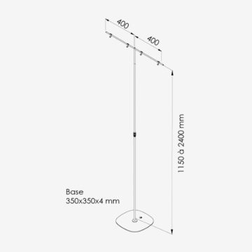 Pall teleskop bannerstativ med to A3 plakatlommer.